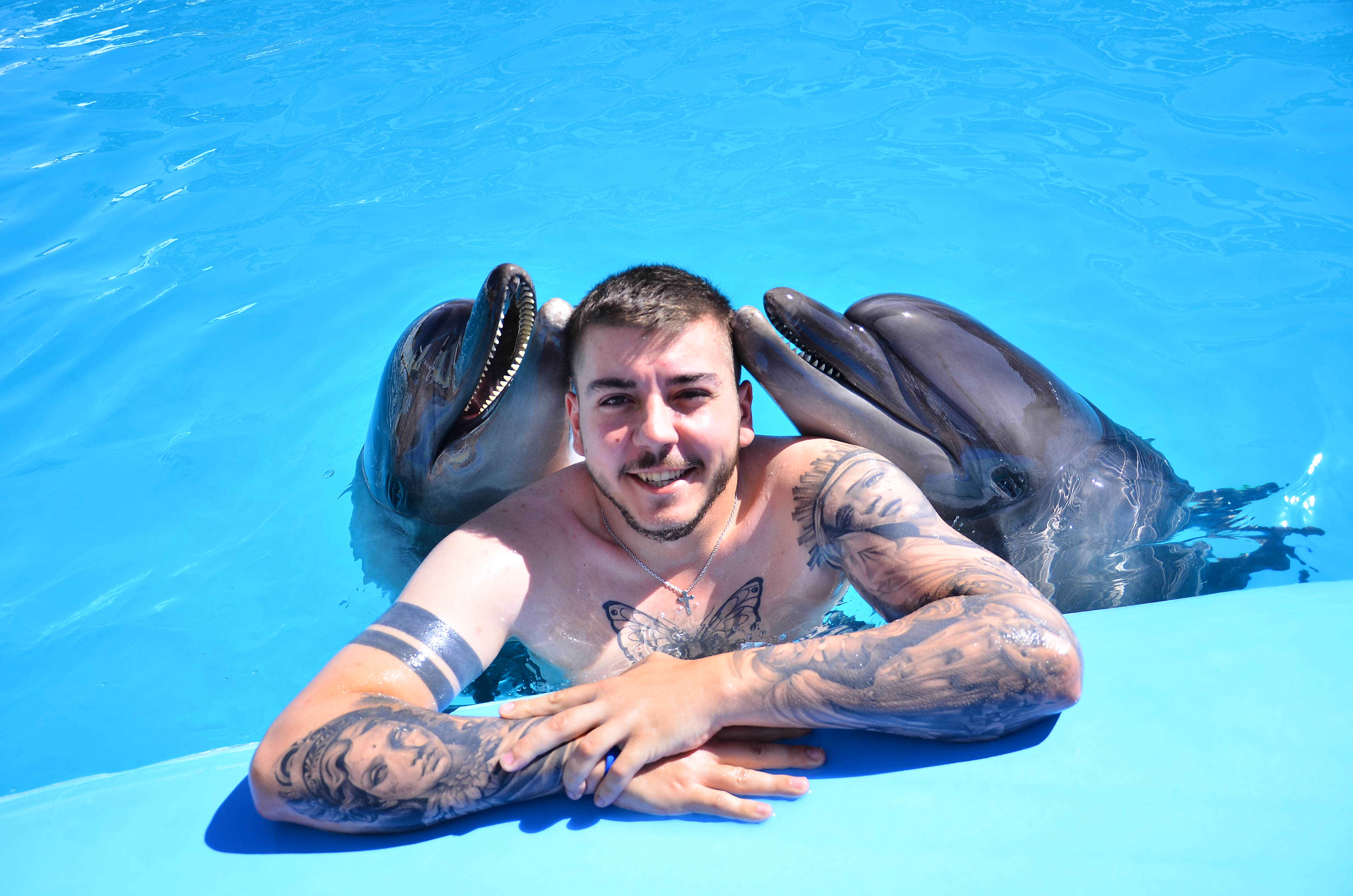 728jes Picture with Dolphins
